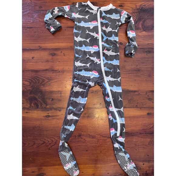 kickee pants bamboo santa shark footie pajamas size 3T - Picture 1 of 9